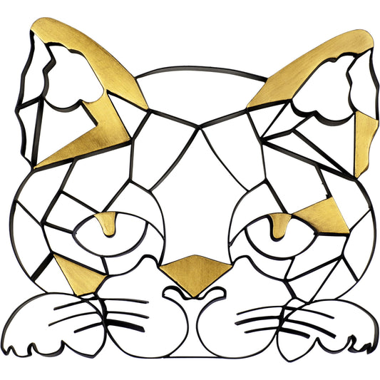 001 SI-1991405 | Additional Silo | Geometric Animal Kingdom Sand Cat Wall Art by Varaluz in matte black/antique gold leaf. Made from unique in a modern style.