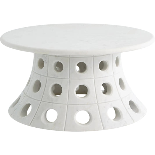 Taper Circle Cocktail Table by Global Views. Made from white honed marble in a eclectic & global style.