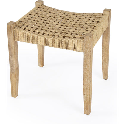 Garner Woven Jute Stool by Butler Specialty Company in butler loft. Made from mango wood, jute rope in a coastal style.