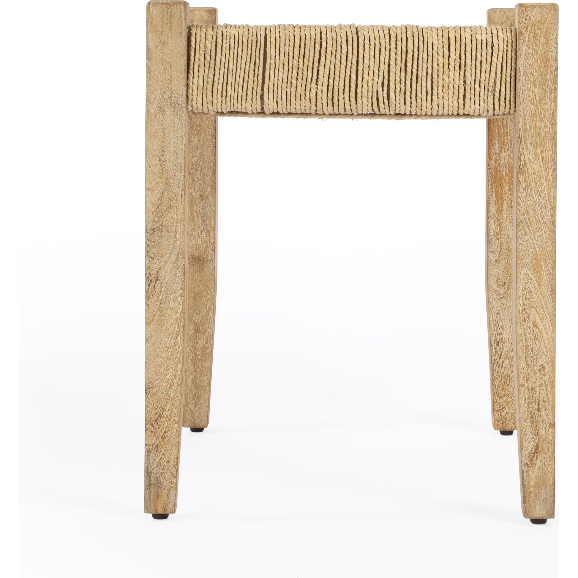 Garner Woven Jute Stool by Butler Specialty Company in butler loft. Made from mango wood, jute rope in a coastal style.