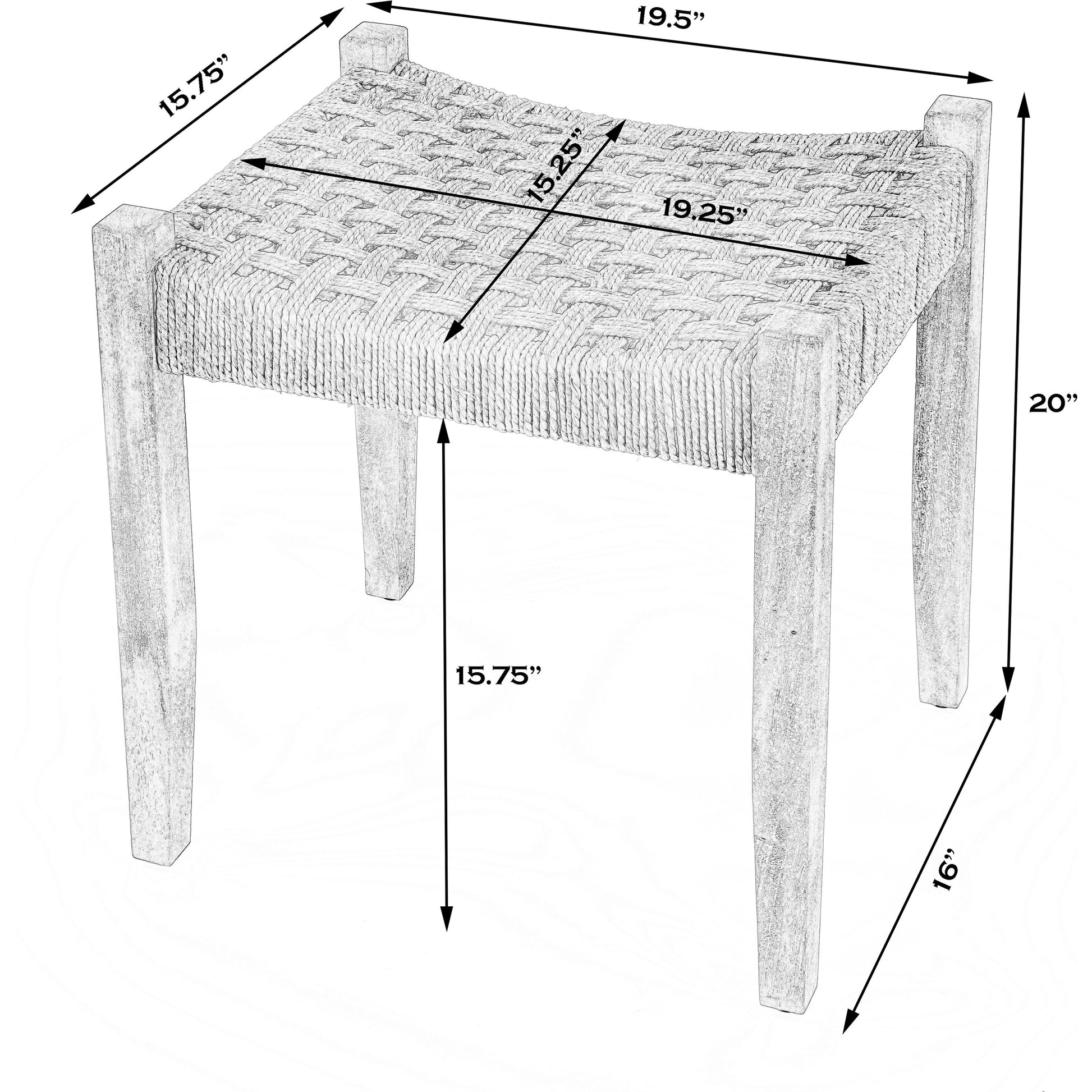 Garner Woven Jute Stool by Butler Specialty Company in butler loft. Made from mango wood, jute rope in a coastal style.