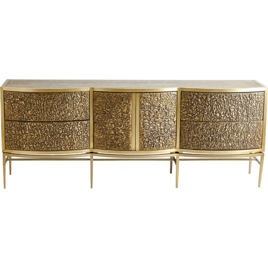 Crinkle Long Cabinet by Global Views in brass, bronze. Made from brass in a transitional style.