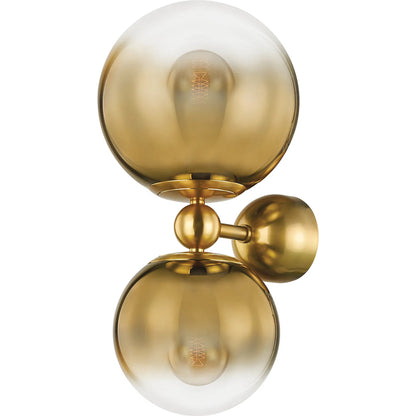 Kyoto Sconce by Corbett in vintage polished brass. Made from steel in a modern style.