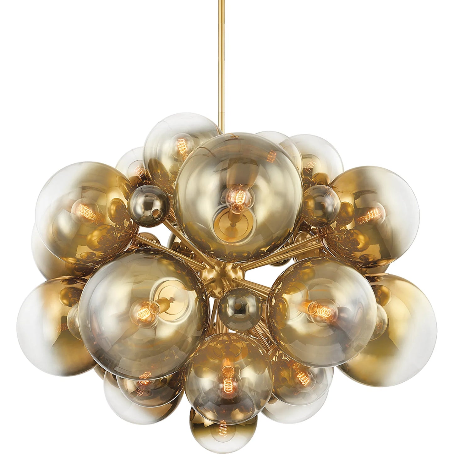 002 SI-2030025 | Primary Silo | Kyoto Chandelier by Corbett in vintage polished brass. Made from steel in a modern style.