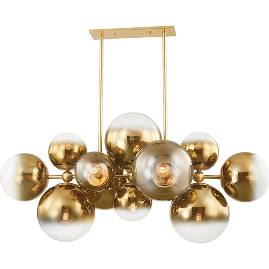 Kyoto Island Pendant by Corbett in vintage polished brass. Made from steel in a modern style.