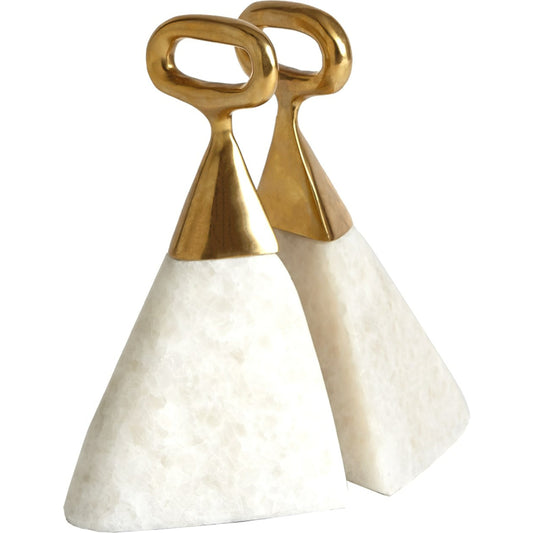 Equestrian Marble Bookends by Global Views. Made from brass, marble in a transitional style.