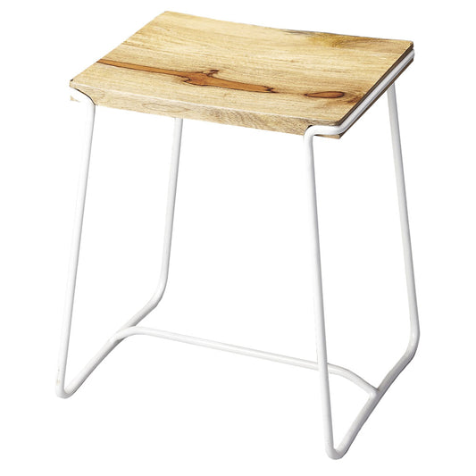 Parrish Wood & Metal Stool by Butler Specialty Company in white and white. Made from iron, mango wood in a modern style.