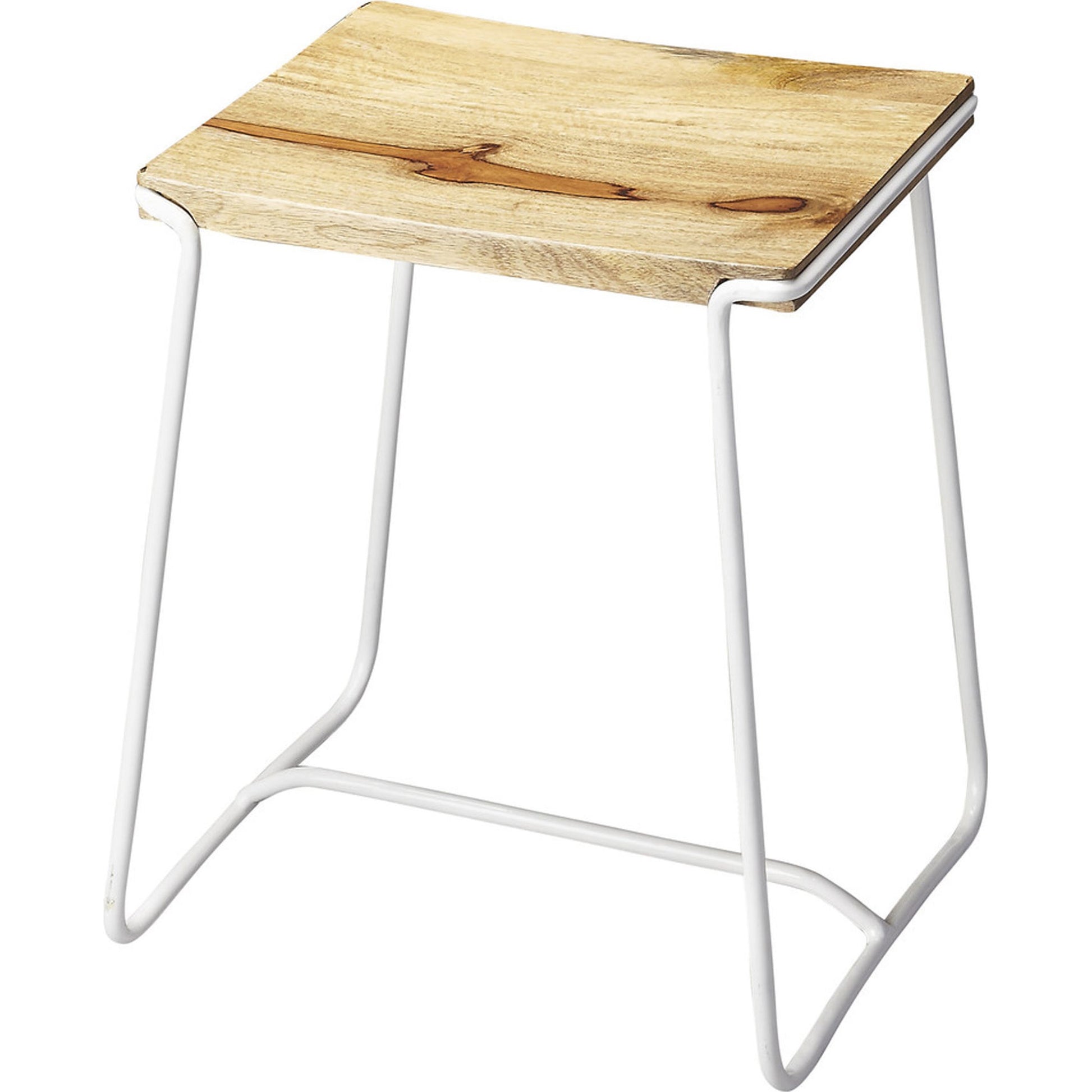 Parrish Wood & Metal Stool by Butler Specialty Company in white and white. Made from iron, mango wood in a modern style.