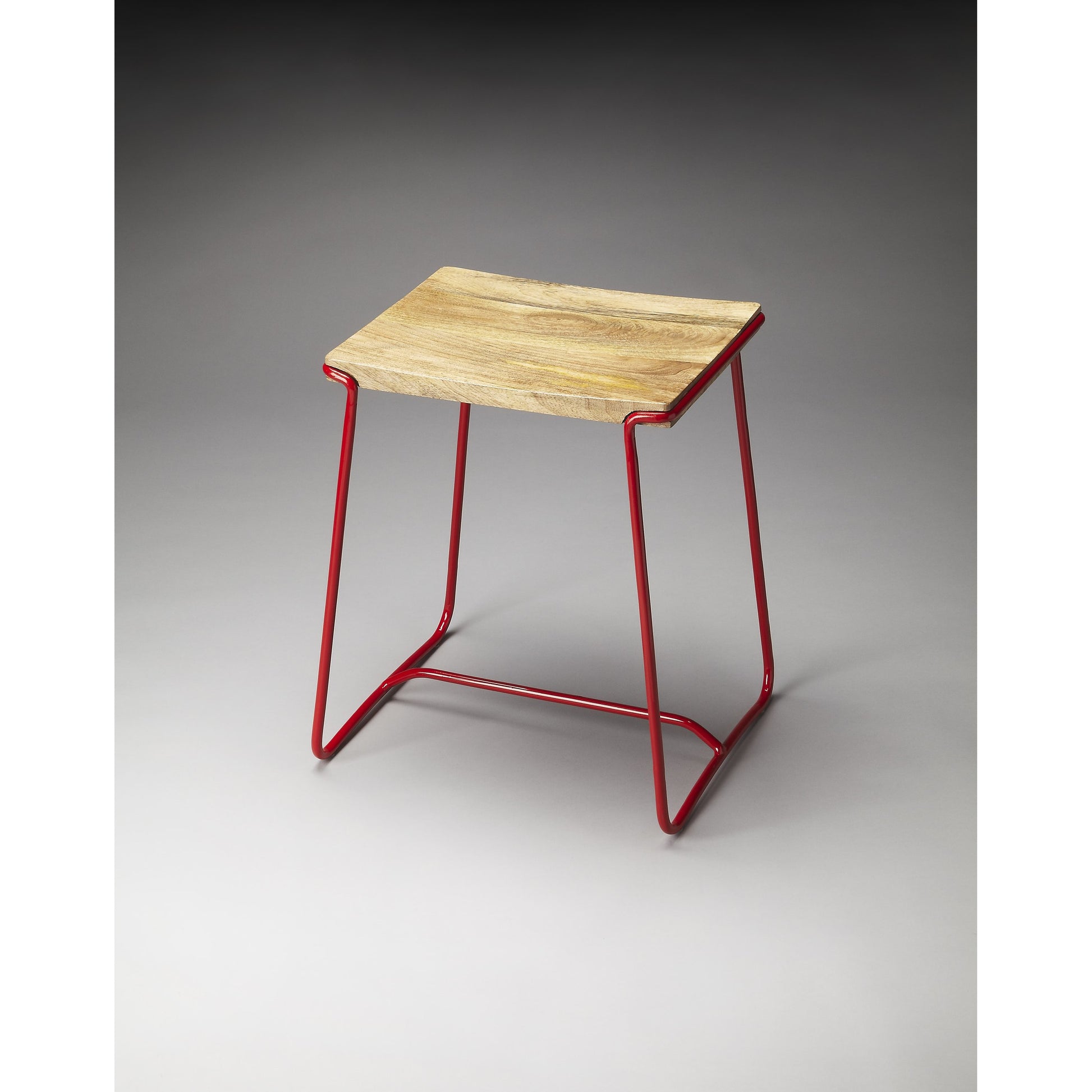 Parrish Wood & Metal Stool by Butler Specialty Company in white and white. Made from iron, mango wood in a modern style.