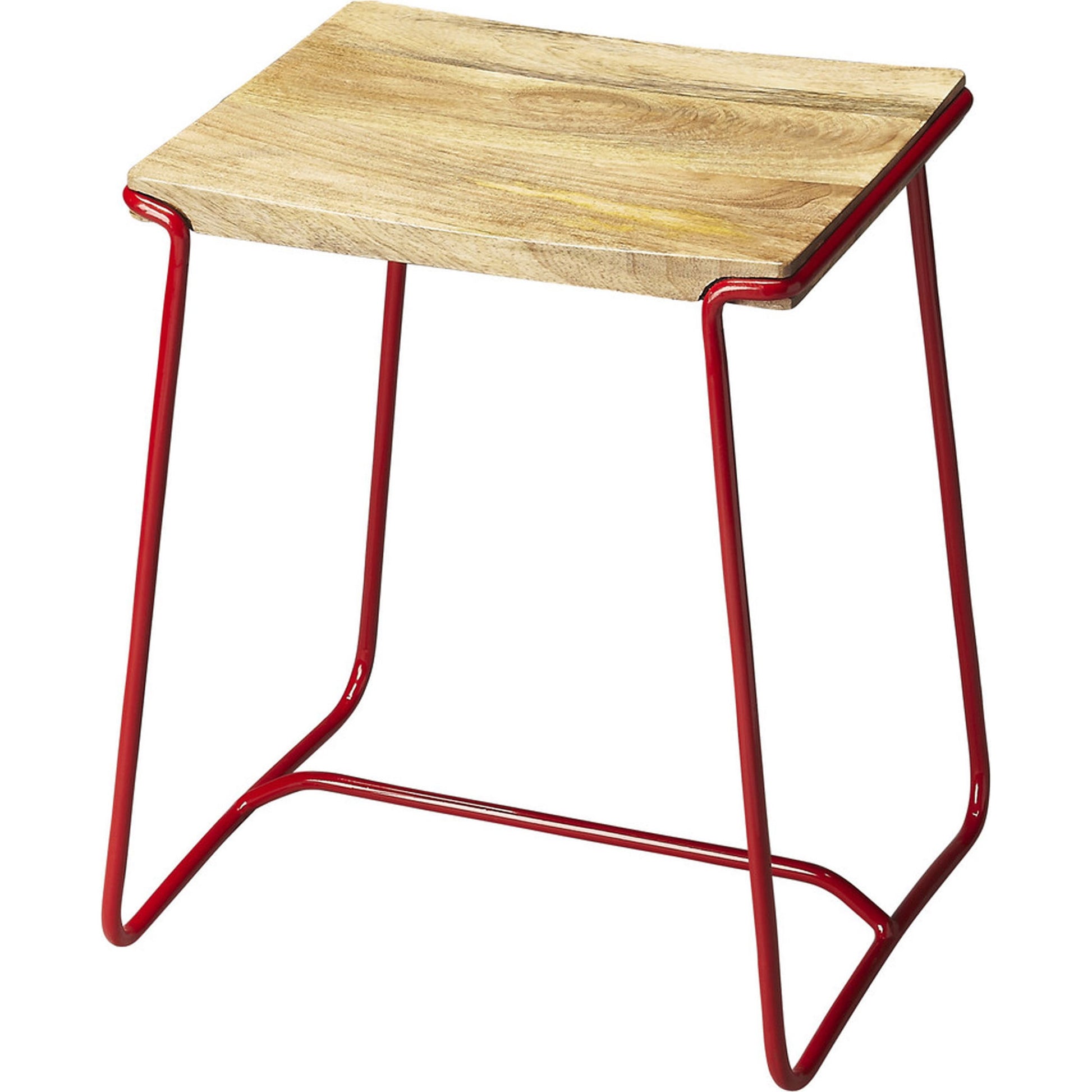 Parrish Wood & Metal Stool by Butler Specialty Company in white and white. Made from iron, mango wood in a modern style.