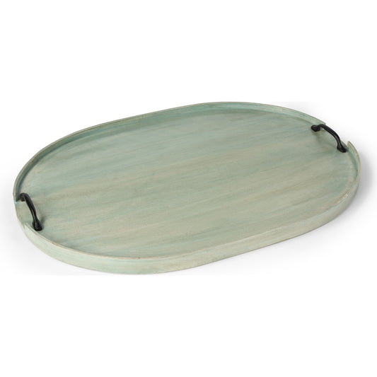 Dubois Solid Wood Serving Tray by Butler Specialty Company in green and hors d'oeuvres. Made from mango wood solids in a coastal style.