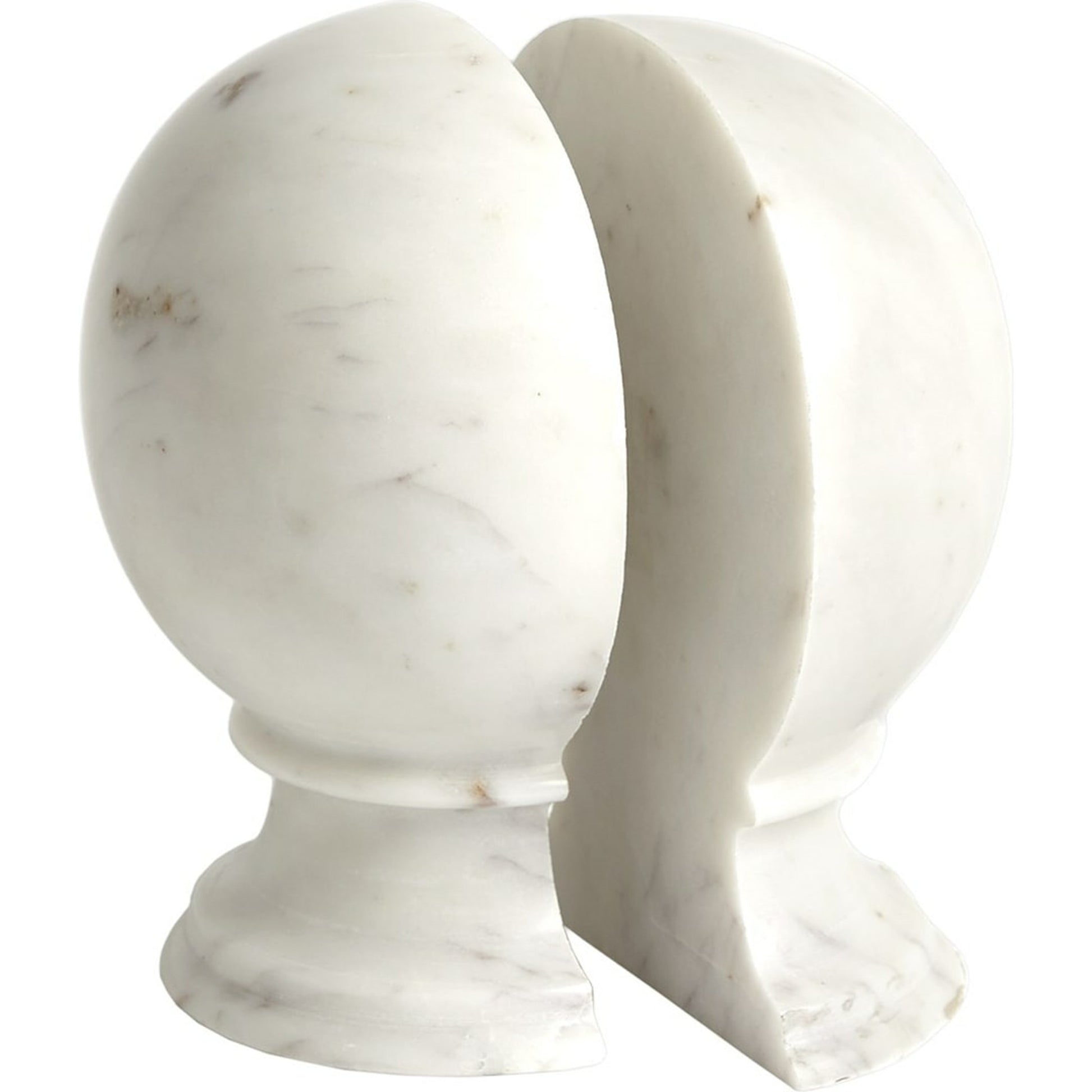 Marble Sphere Bookends by Global Views. Made from marble in a transitional style.