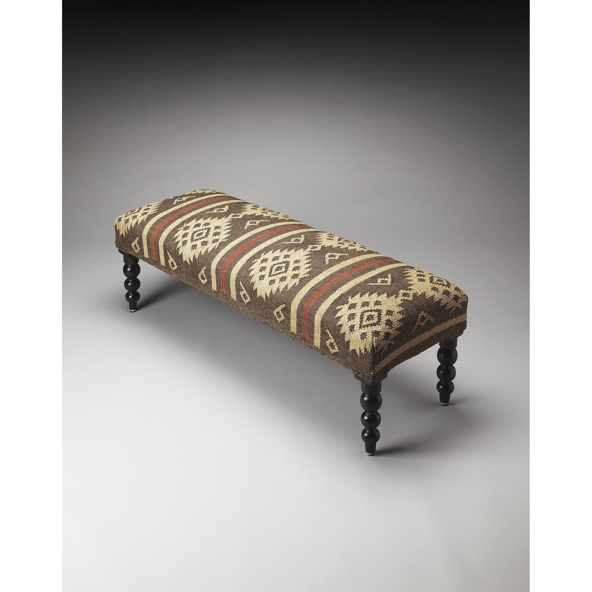 Navajo Jute Bench by Butler Specialty Company in assorted and taos. Made from wool jute upholstery, sheesham wood solids in a rustic style.