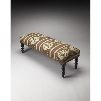 Navajo Jute Bench by Butler Specialty Company in assorted and taos. Made from wool jute upholstery, sheesham wood solids in a rustic style.