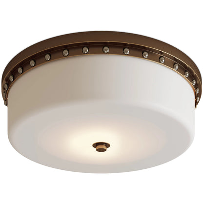 Barnabe Flush Mount by Currey and Company in white, antique brass, polished nickel. Made from glass, metal in a traditional style.