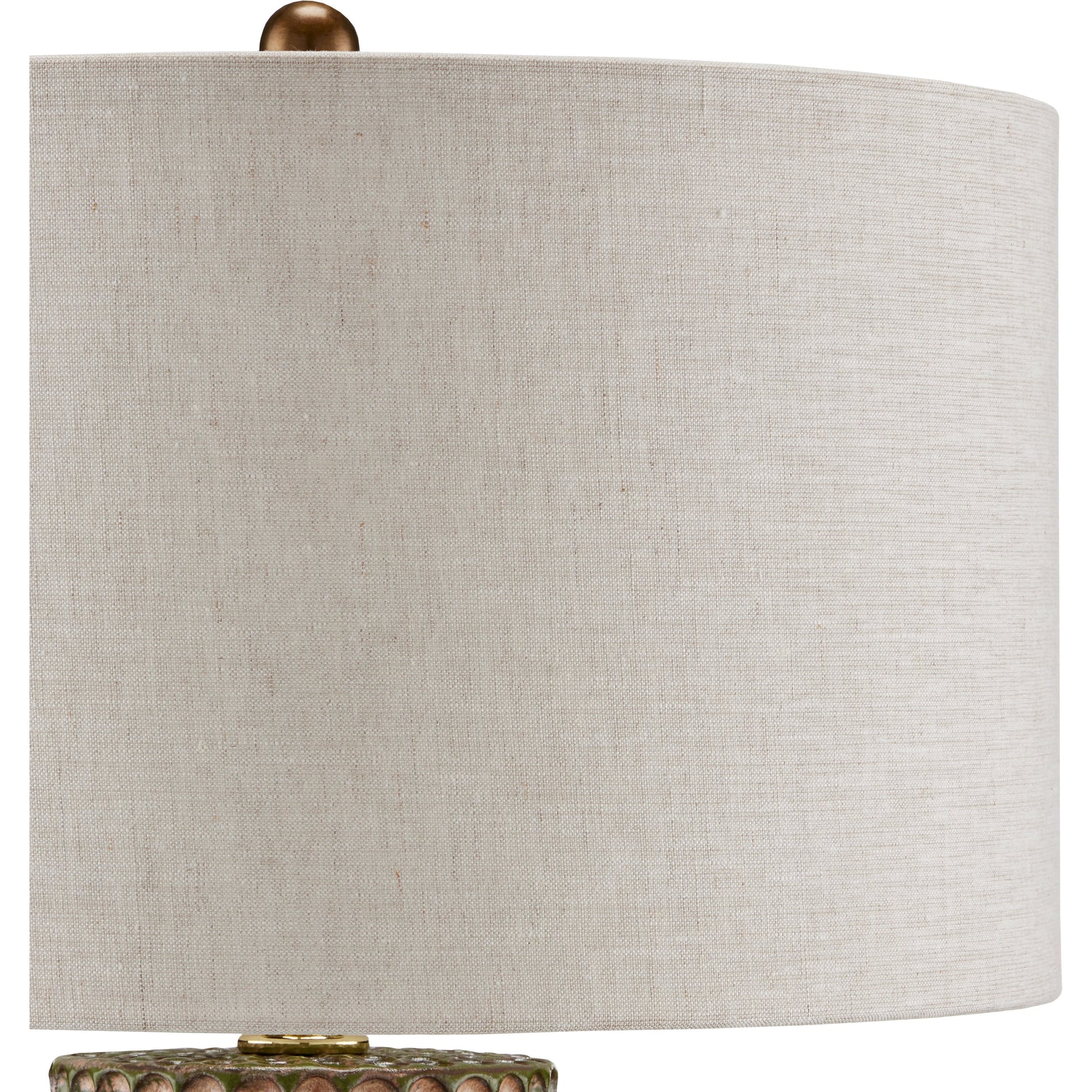 Polka Dot Table Lamp by Currey and Company in reactive blue, polished brass. Made from ceramic in a modern style.