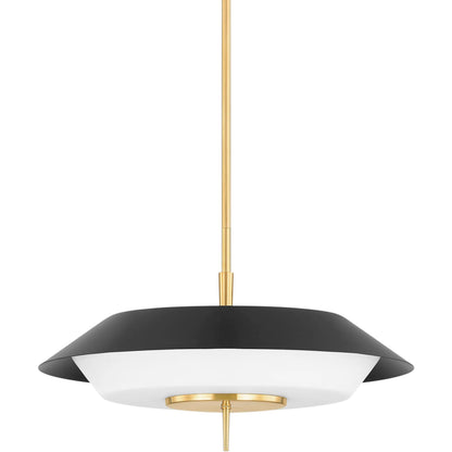 Westport Pendant by Hudson Valley in aged brass, soft black. Made from steel in a modern style.