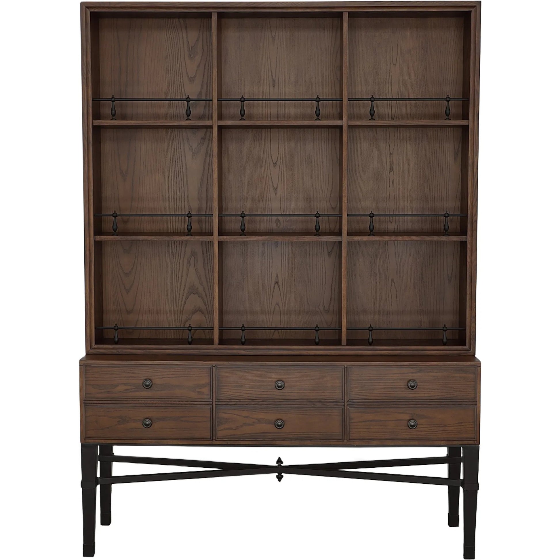 BD Collection Curio Cabinet by Fairfield Chair in brown and english honey. Made from ash solids, veneers in a unique style.