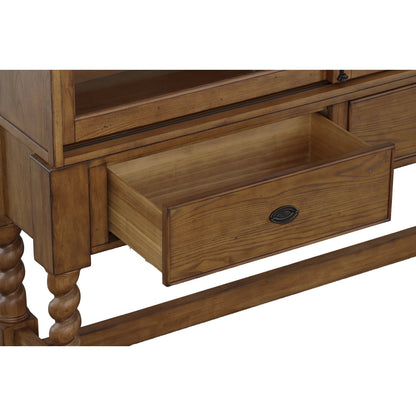 BD Collection Curio Glass Cabinet by Fairfield Chair in brown and antique pinewood. Made from ash solids, veneers in a unique style.