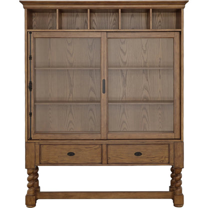 BD Collection Curio Glass Cabinet by Fairfield Chair in brown and antique pinewood. Made from ash solids, veneers in a unique style.