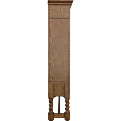 BD Collection Curio Glass Cabinet by Fairfield Chair in brown and antique pinewood. Made from ash solids, veneers in a unique style.