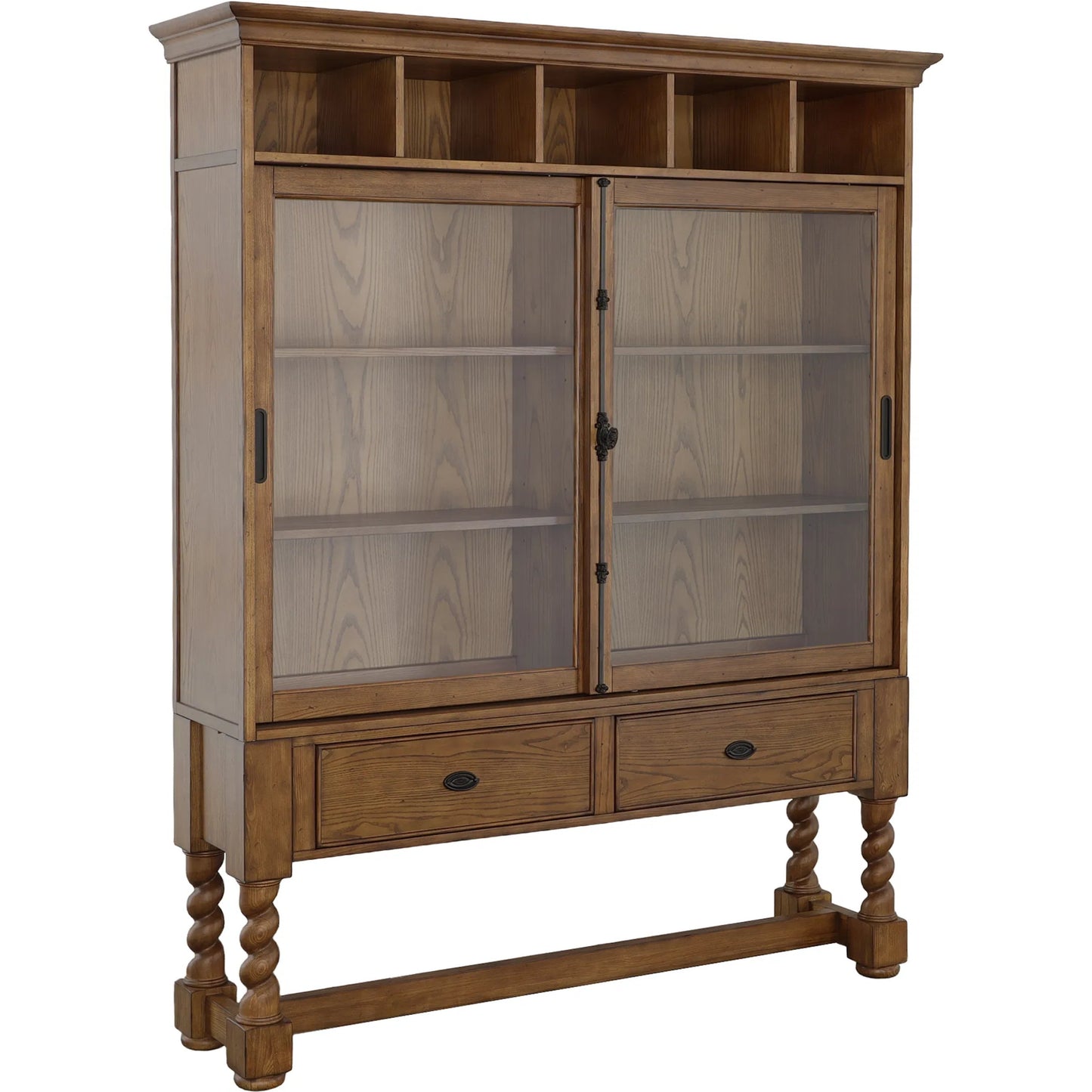 000 SI-2636014 | Primary Silo | BD Collection Curio Glass Cabinet by Fairfield Chair in brown and antique pinewood. Made from ash solids, veneers in a unique style.