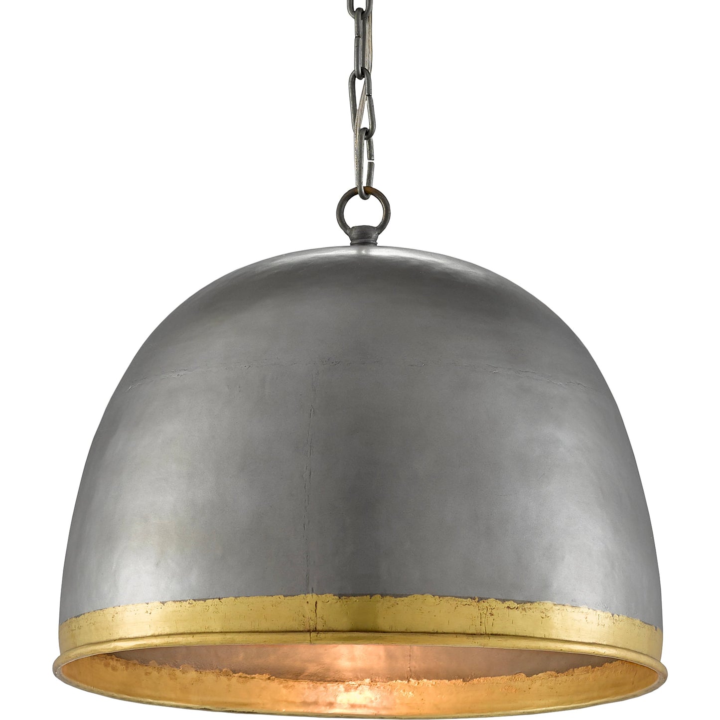 001 SR-381211 | Primary Silo | Matute Pendant by Currey and Company in pewter, polished brass. Made from iron, brass in a modern style.