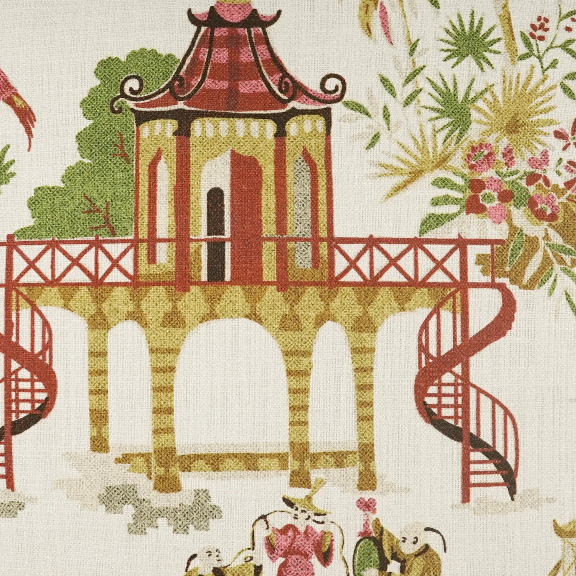 Tongli Pillow by DV Kap Home in gold, red. Made from 100% cotton in a traditional style.
