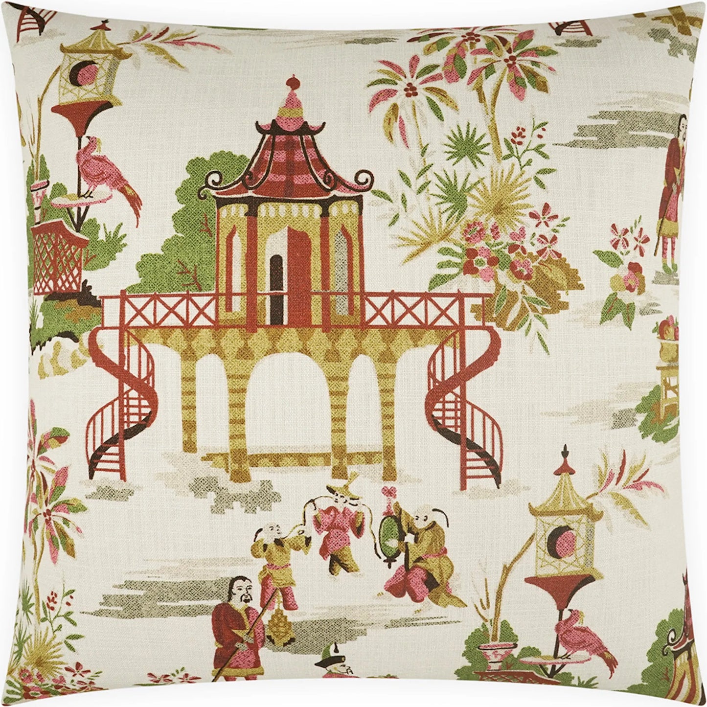 000 SI-2514628 | Primary Silo | Tongli Pillow by DV Kap Home in gold, red. Made from 100% cotton in a traditional style.