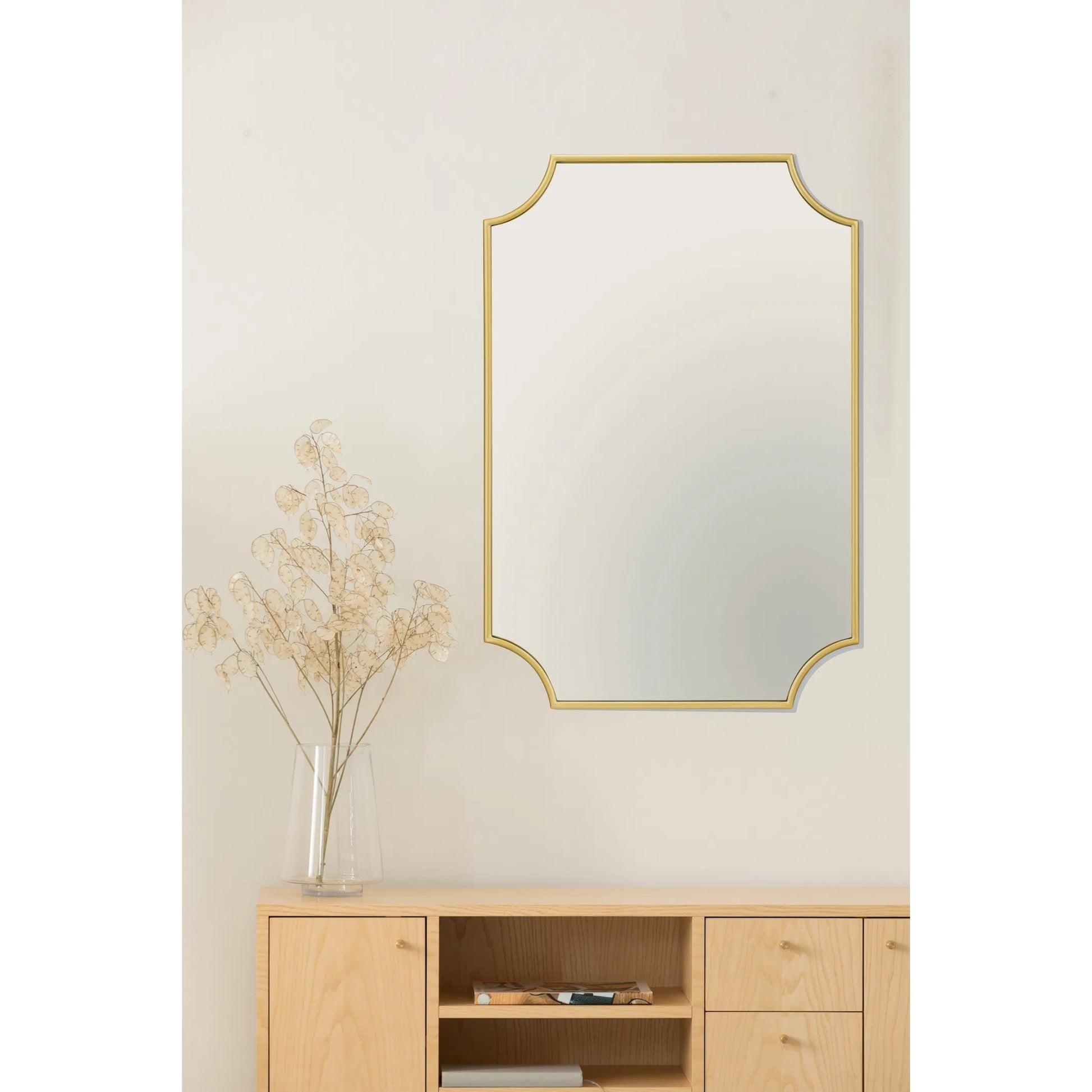 Carlton Mirror by Varaluz in gold. Made from unique in a modern style.