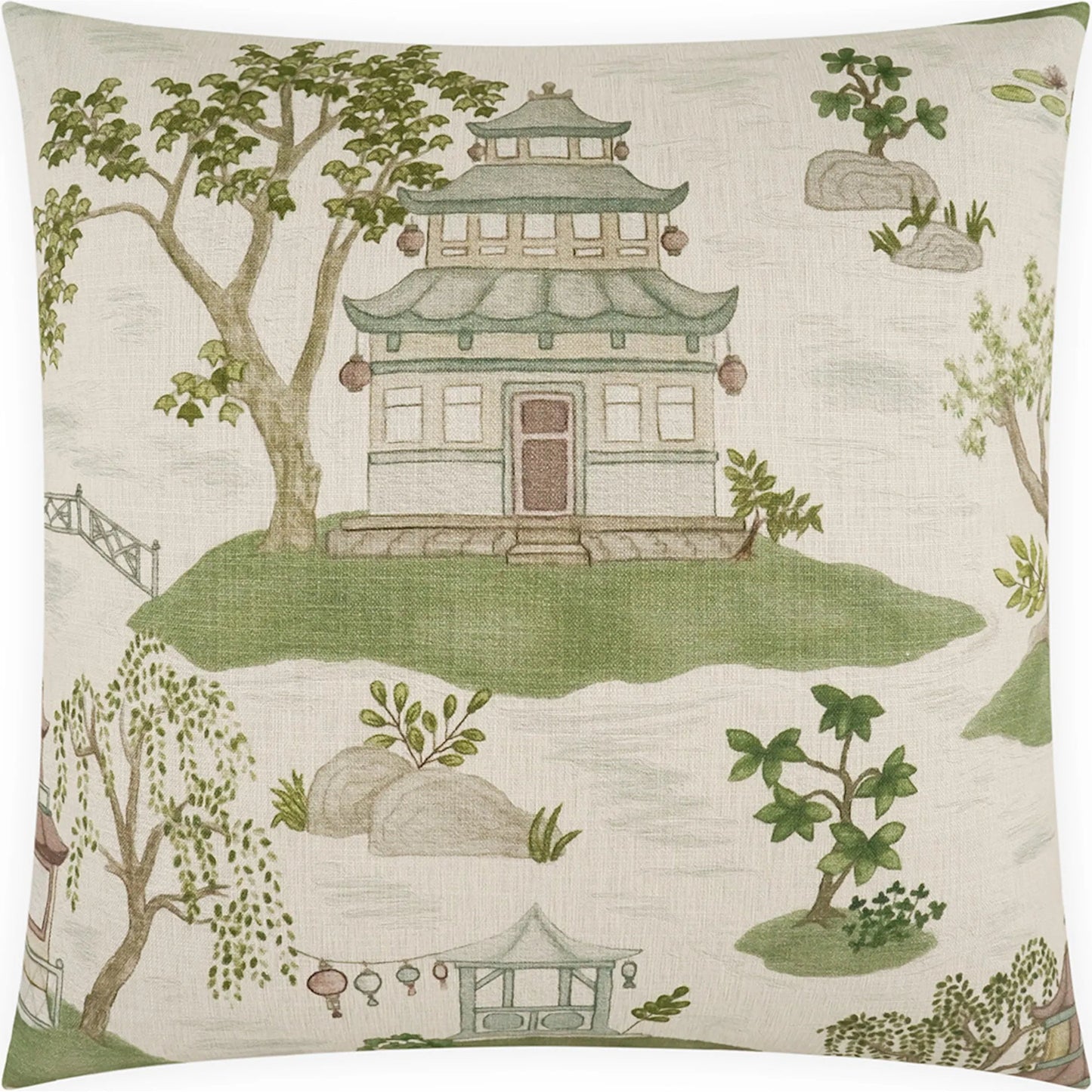 002 SI-2514606 | Primary Silo | Tang Pillow by DV Kap Home in green. Made from 100% cotton in a traditional style.