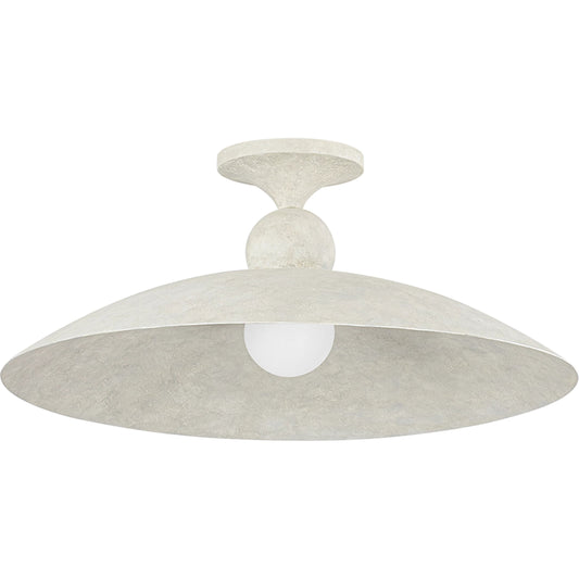 Teelin Flush Mount by Hudson Valley in limewash plaster. Made from iron in a unique style.