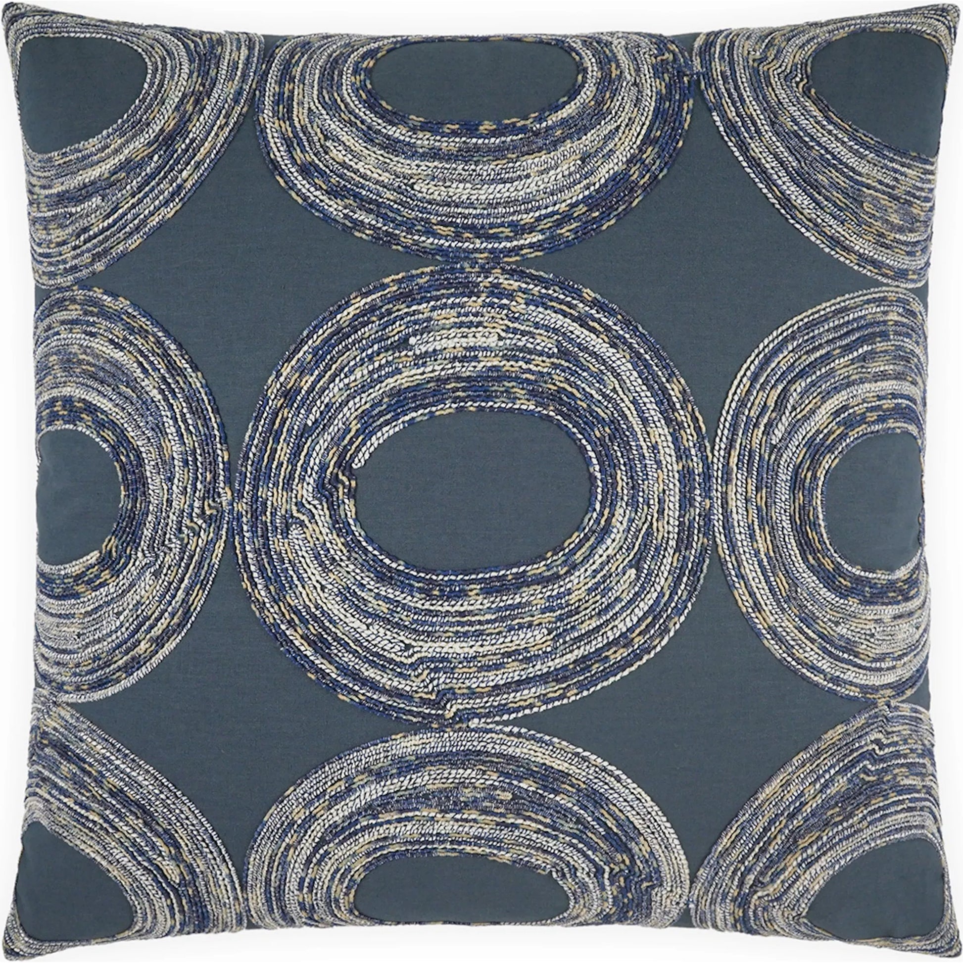 Eclissi Pillow by DV Kap Home in blue. Made from base: 50% cotton, 35% viscose, 15% linen in a unique style.