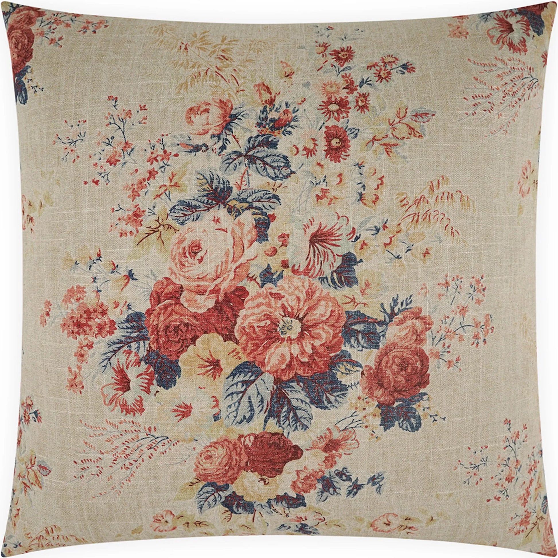 Charleville Pillow by DV Kap Home in red. Made from 55% linen, 45% rayon in a traditional style.