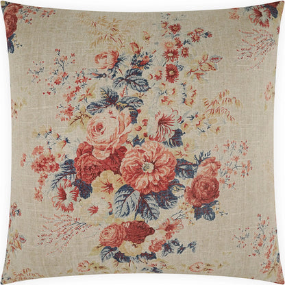 Charleville Pillow by DV Kap Home in red. Made from 55% linen, 45% rayon in a traditional style.