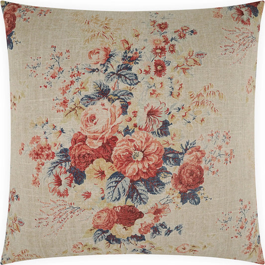 Charleville Pillow by DV Kap Home in red. Made from 55% linen, 45% rayon in a unique style.