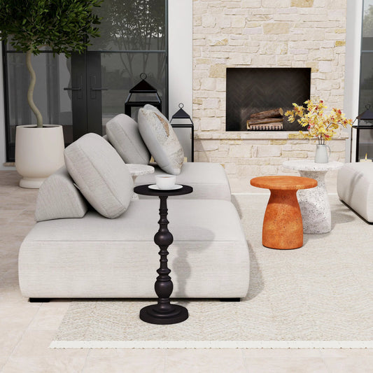 Darien Outdoor Side Table by Butler Specialty Company in outdoor bronze. Made from aluminum in a traditional style.