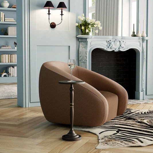 Langford End Table by Butler Specialty Company in black and metalworks. Made from aluminum in a traditional style.