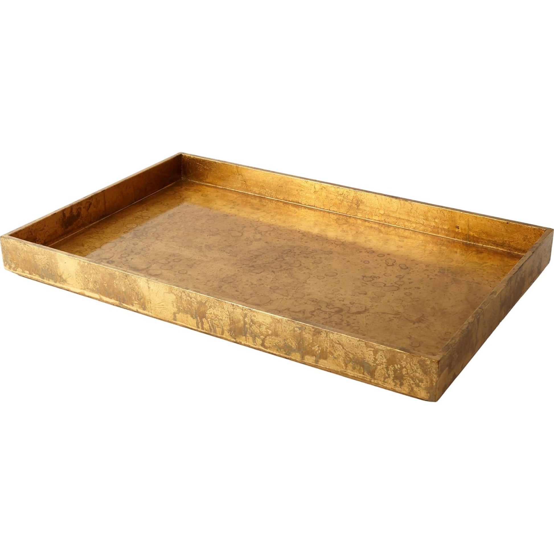 Luxe Gold Leaf Rectangle Tray by Global Views. Made from mdf, vietnamese lacquer in a modern style.