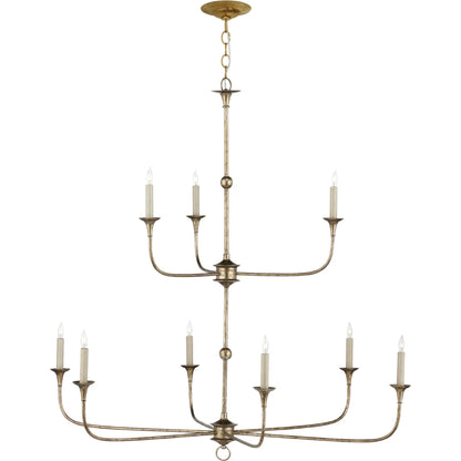 Nottaway Two-Tier Chandelier by Currey and Company. Made from wrought iron in a traditional style.