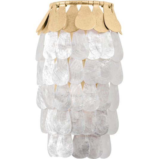 Coralie Wall Sconce by Corbett in vintage gold leaf. Made from steel in a modern style.