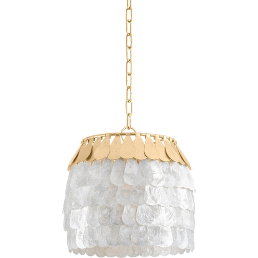 Coralie Pendant by Corbett in vintage gold leaf. Made from steel in a modern style.