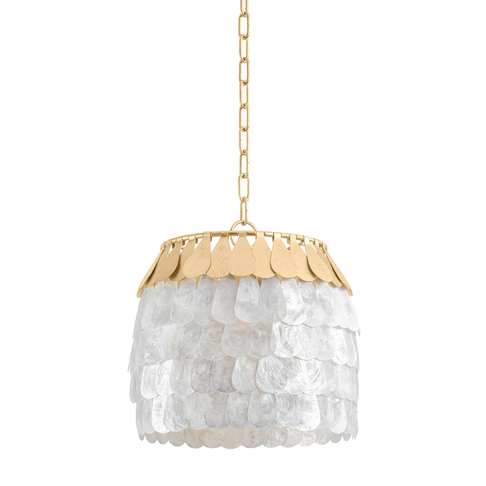 Coralie Pendant by Corbett in vintage gold leaf. Made from steel in a modern style.