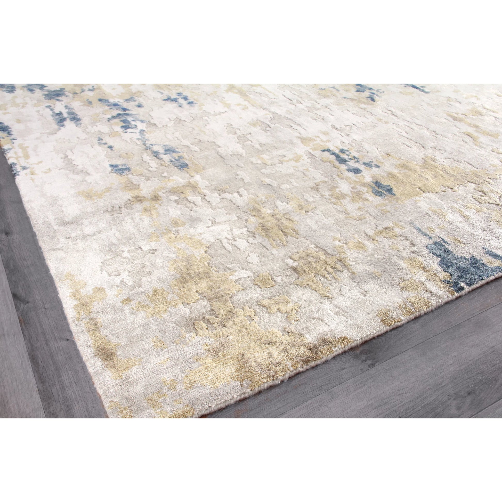 Laureno Rug by Exquisite Rugs in beige, gold. Made from bamboo silk in a unique style.