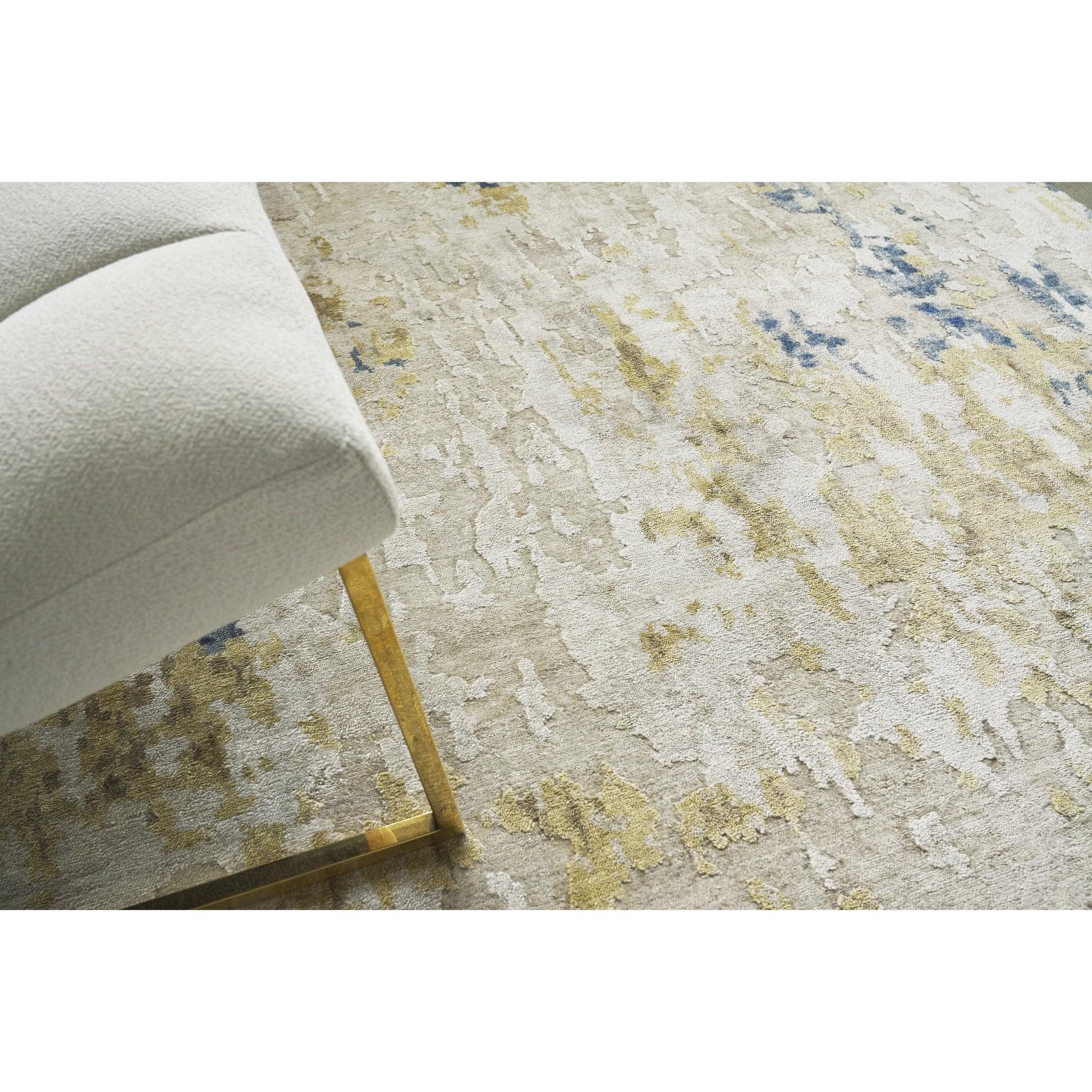 Laureno Rug by Exquisite Rugs in beige, gold. Made from bamboo silk in a unique style.