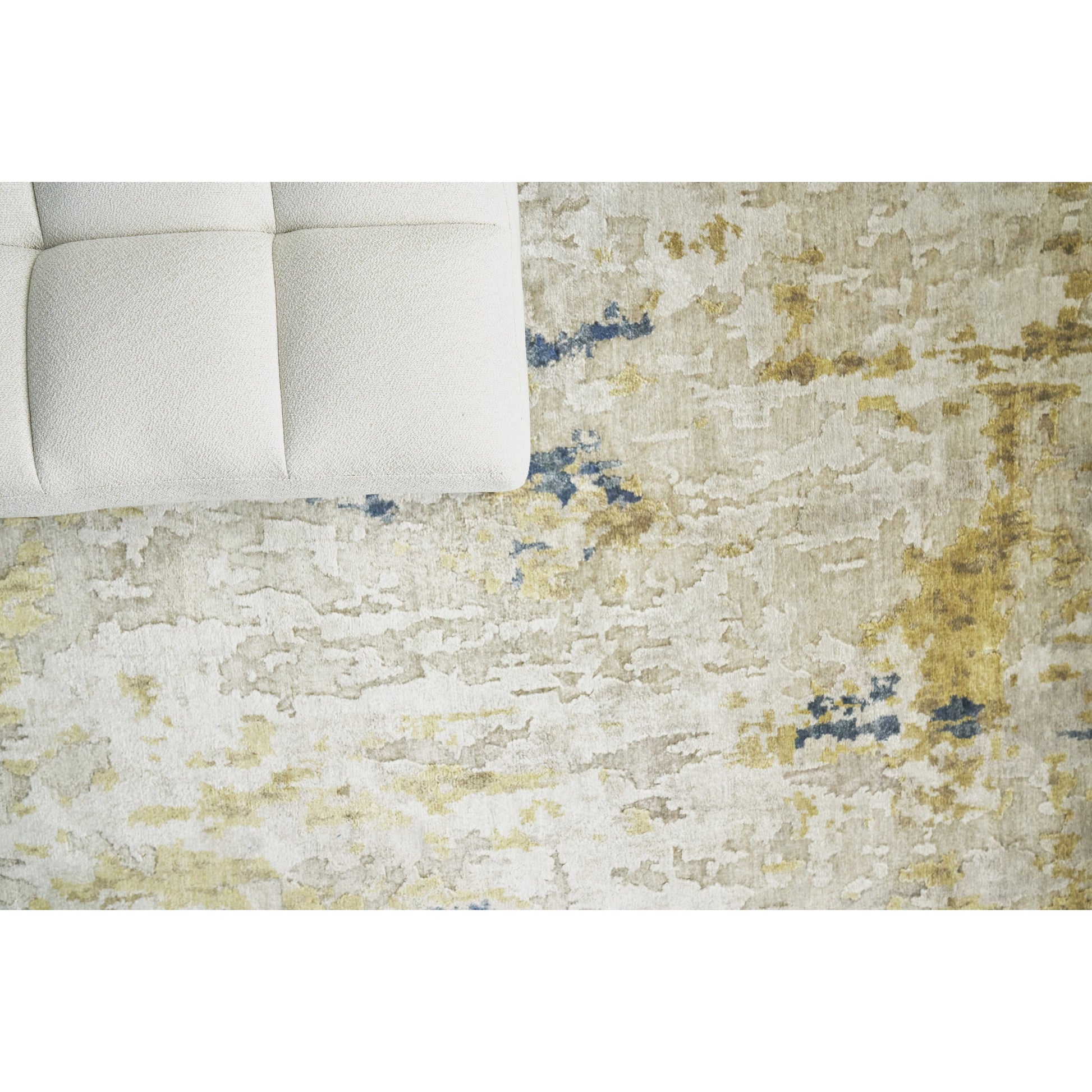 Laureno Rug by Exquisite Rugs in beige, gold. Made from bamboo silk in a unique style.