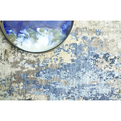 Cosmo 4343 Rug by Exquisite Rugs in silver, blue, ivory. Made from wool, bamboo silk in a unique style.