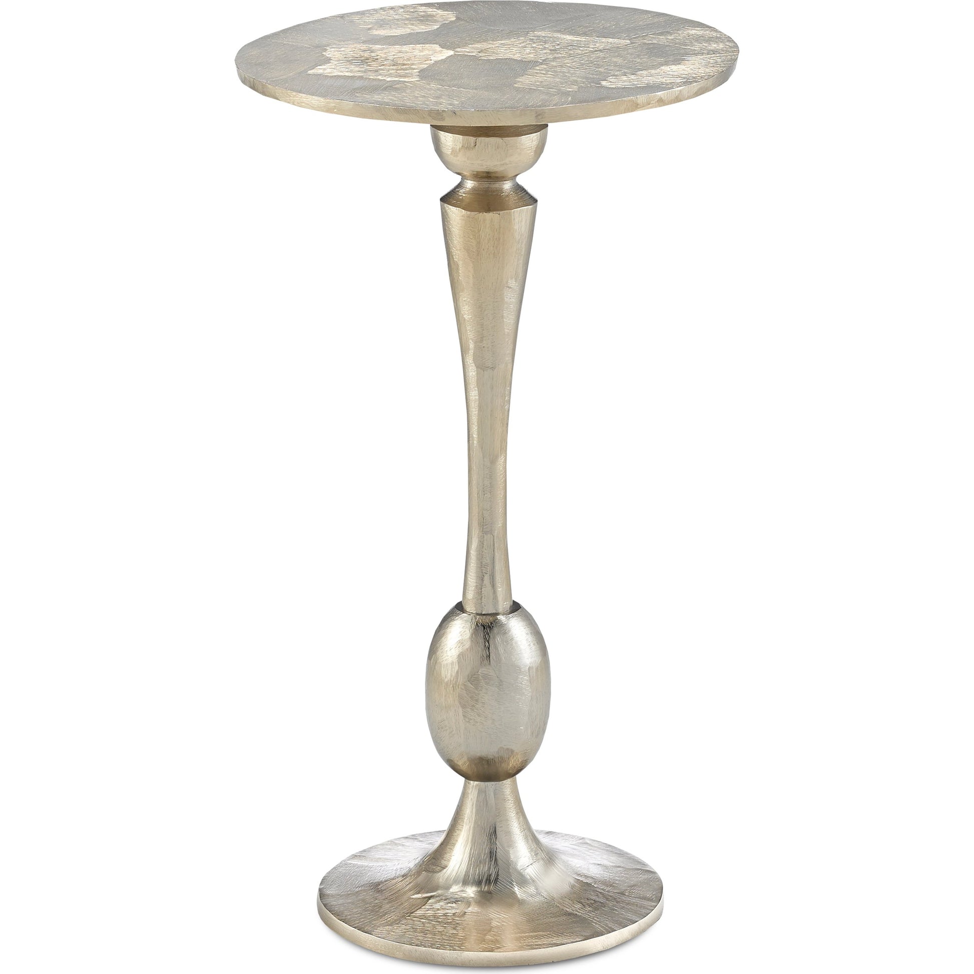 Talia Accent Table by Currey and Company in champagne gold. Made from cast aluminum in a traditional style.