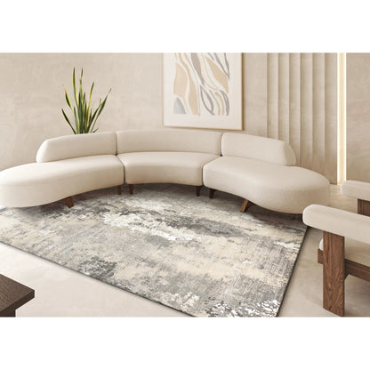 Cosmo 4345 Rug by Exquisite Rugs in silver, gray, ivory. Made from wool, bamboo silk in a unique style.