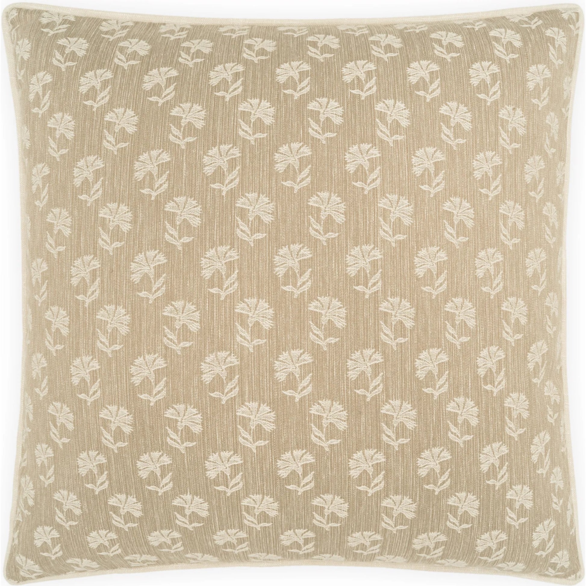 Thistle Pillow by DV Kap Home in taupe. Made from 55% cotton, 42% polyester, 3% linen in a traditional style.